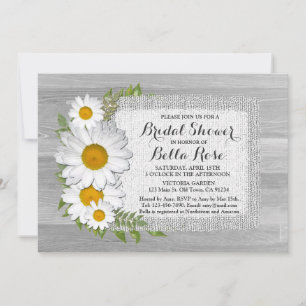 Invitation Burlap marguerite rustique nuptiale daisy2