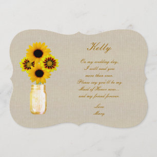 Invitation Burlap Rustique Mason Jaune Jar Maid Of Honor Card