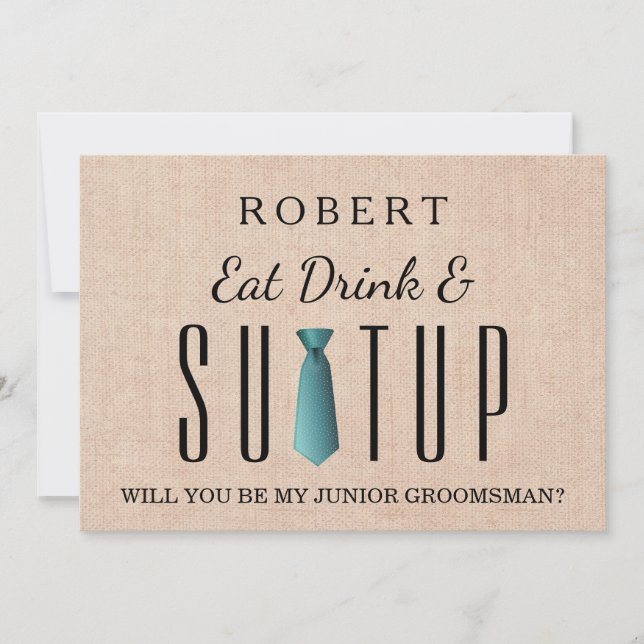 Invitation Burlap Suit-up Seras-tu mon marié ? (Devant)