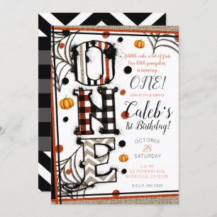 Invitation Burlap Whimsical Halloween Mashup 1er Anniversaire