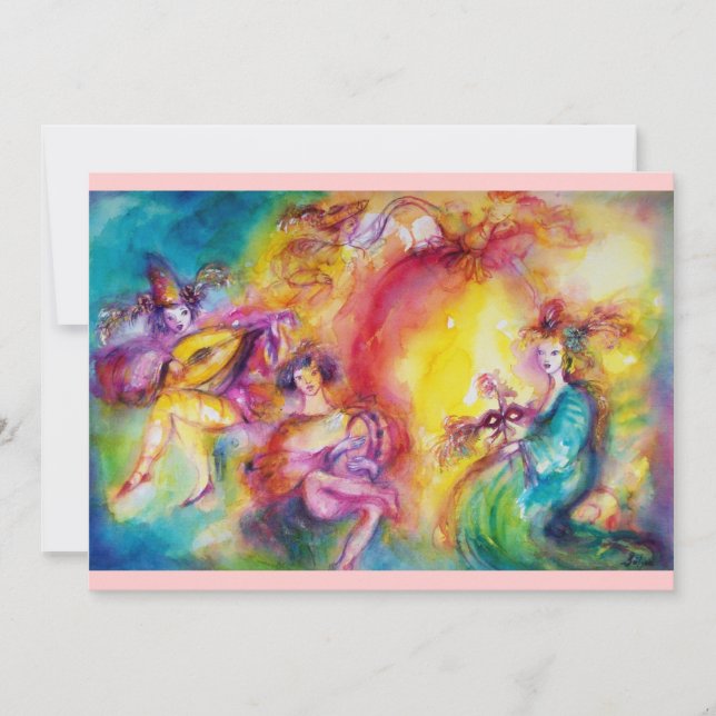 Invitation BURNING CARNIVAL, Mardi Gras Masquerade Ball Invit (Devant)