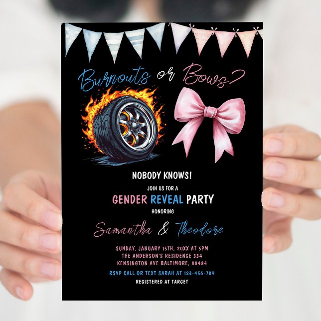 Invitation Burnous ou Bows Fête de révélation de genre fille  (Créateur téléchargé)
