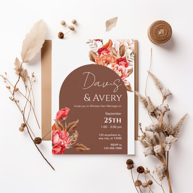 Invitation Burnt Orange Floral Boho Wedding Invite (Créateur téléchargé)