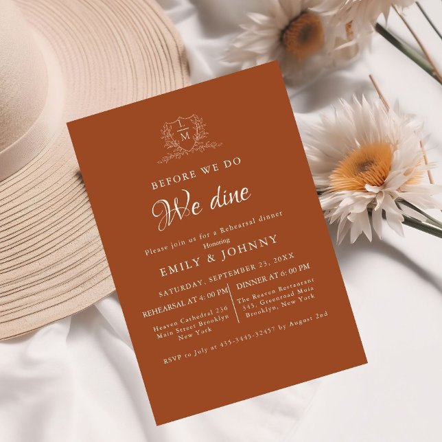 Invitation Burnt Orange & Ivory Wedding Rehearsal dinner  (Créateur téléchargé)