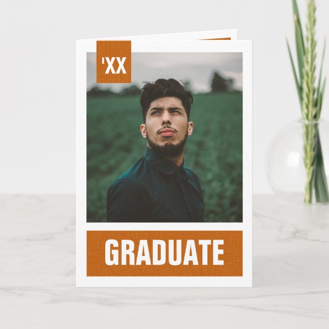 Invitation Burnt Orange Modern Textured Photo Graduation (Devant)