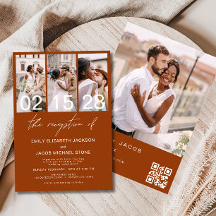 Invitation Burnt Orange Photo Code QR Mariage Minimaliste