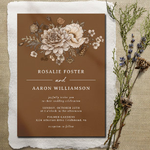 Invitation Burnt Orange Sienna   Elegant Mariage floral Boho
