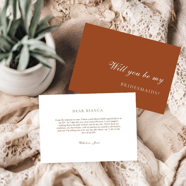 Invitation Burnt Orange Terracotta Bridesmaid Proposal Card (Créateur téléchargé)