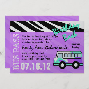 Invitation Bus de fête Anniversaire Bash