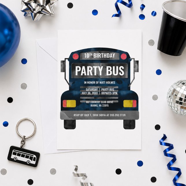 Invitation Bus de fête d'anniversaire (Créateur téléchargé)