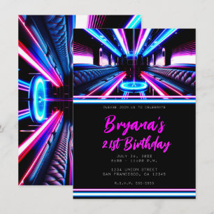 Invitation Bus de fête Lumières de Glow Dance Floor Fête d'an