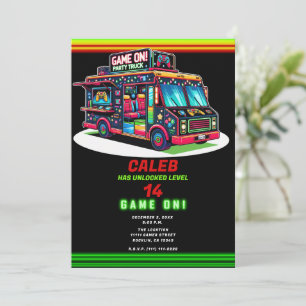 Invitation Bus de jeux vidéo pour fête d'anniversaire avec lu