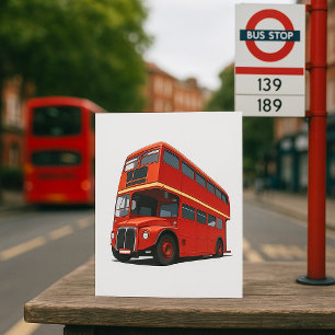 Invitation Bus Double Étage Rouge Classique Transport Londres