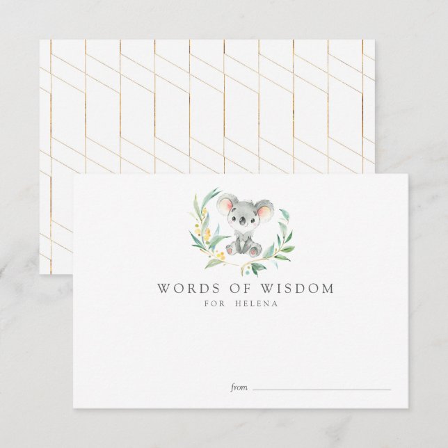 Invitation Bush Baby Koala Baby shower (Devant / Derrière)