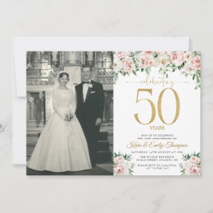 Invitation Bush Floral Pink 50e Anniversaire