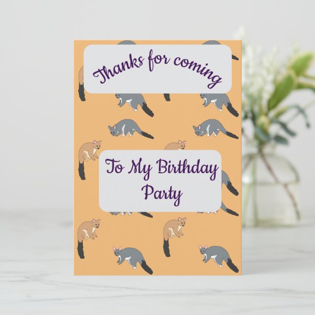 Invitation Bushy Tail Possums Thank you Card (Debout devant)
