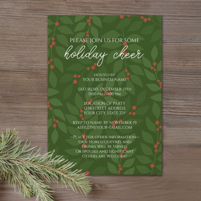 Invitation Business - branches modernes de baies Fête (Office Holiday Party Invitation)