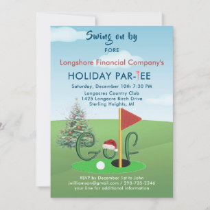 Invitation Business Christmas Golf Theme Party Par Tee