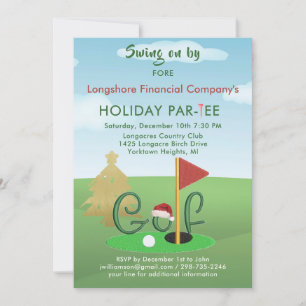 Invitation Business Christmas Golf Theme Party Par Tee