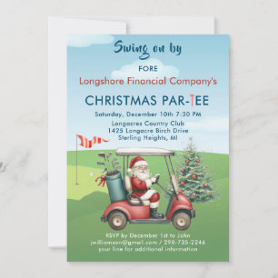 Invitation Business Christmas Golf Theme Party Par Tee