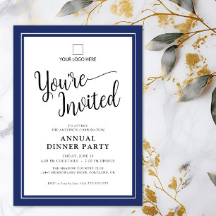 Invitation Business Corporate Annual Party Élégant Script