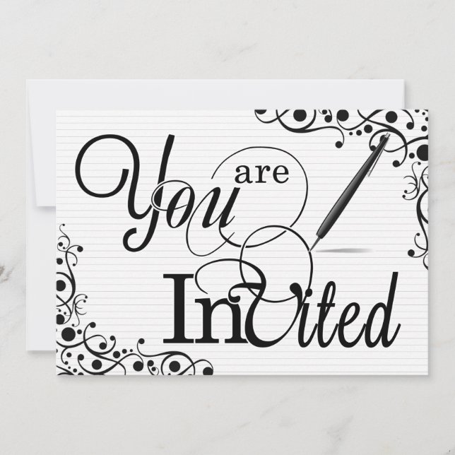 Invitation Business Event ou Party Classic Noir et Blanc (Devant)