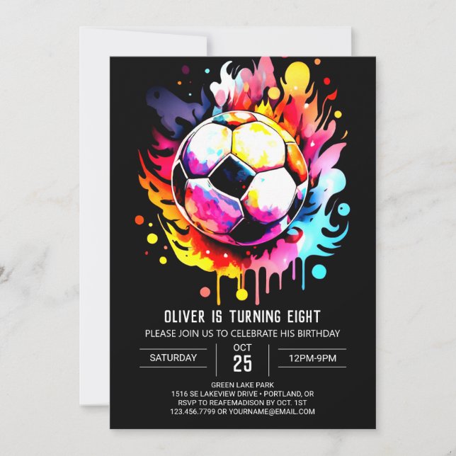 Invitation But Whimsical Editable Soccer Anniversaire (Devant)