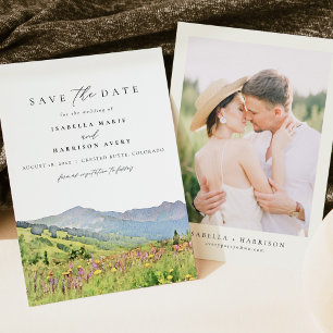 Invitation Butte cernée Colorado Skyline Enregistrer la date