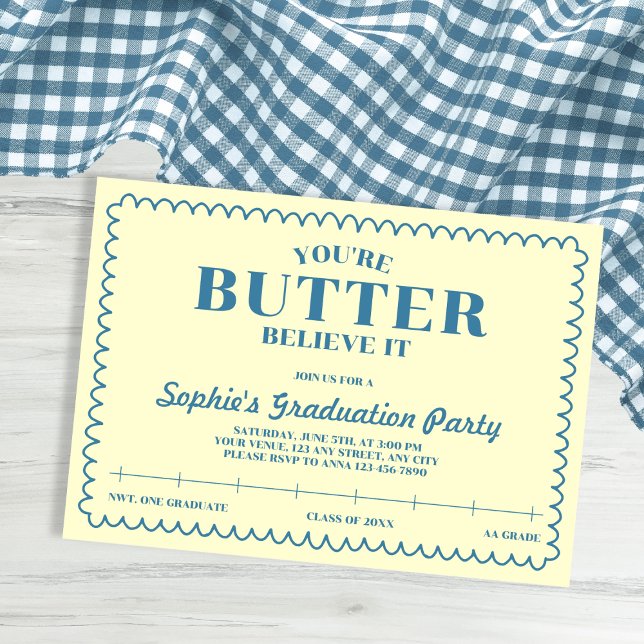 Invitation Butter Believe It Yellow Vintage 2026 Graduation (Butter Believe It Yellow Vintage 2026 Graduation Invitation)