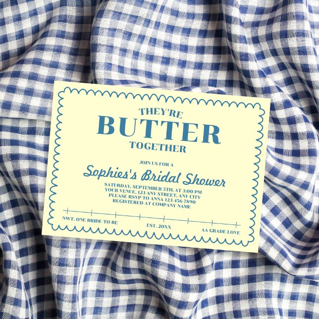 Invitation Butter Together Yellow Vintage Bridal Shower (Butter Together Yellow Vintage Bridal Shower Invitation)