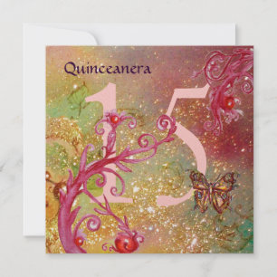 Invitation BUTTERFER EN OR SPARKLES Quinceanera Anniversaire