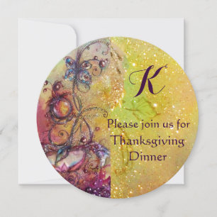 Invitation BUTTERFER PLANTE MONOGRAM Floral Thanksgiving Part