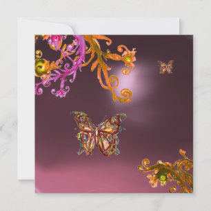 Invitation BUTTERFLY AMÉTHYST, violet rose clair brun