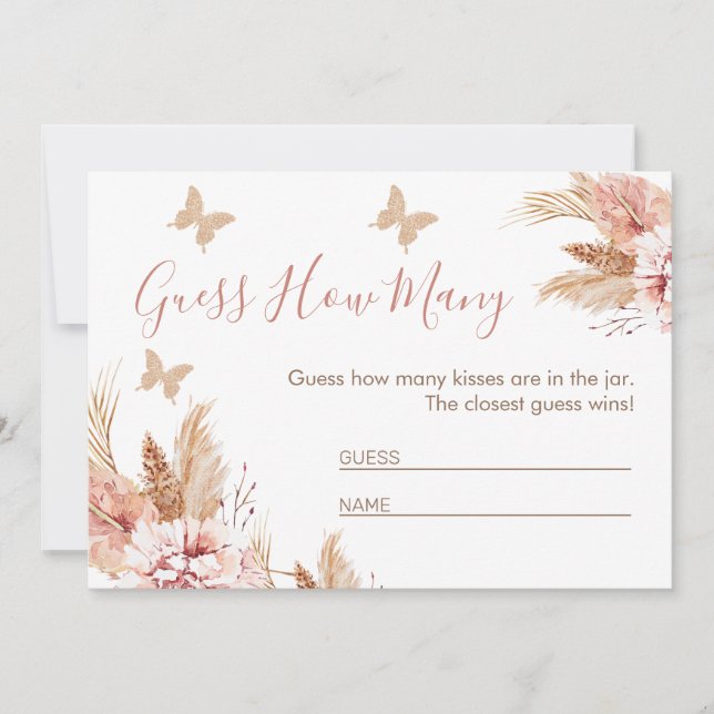 Invitation Butterfly Baisers Baby shower Devinez Combien De J (Devant)