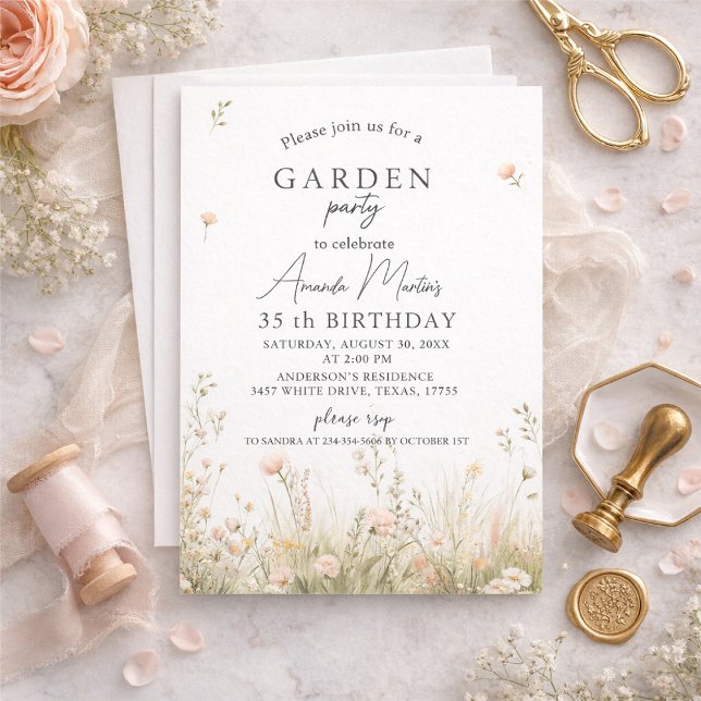 Invitation butterfly birthday invitation, spring flowers (Créateur téléchargé)