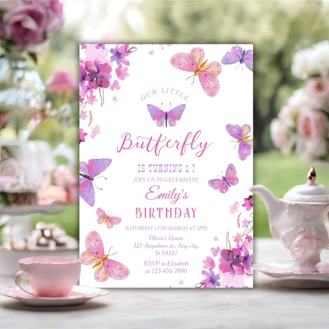Invitation Butterfly First Birthday (Créateur téléchargé)