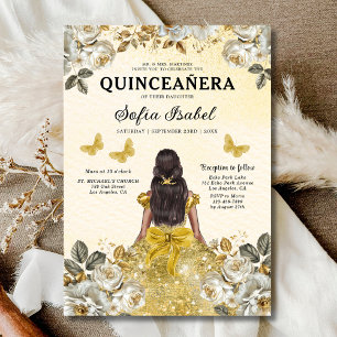 Invitation Butterfly Floral Gold Princess Quinceanera
