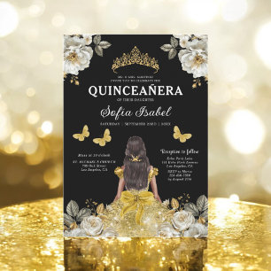 Invitation Butterfly Floral Gold Princess Quinceanera