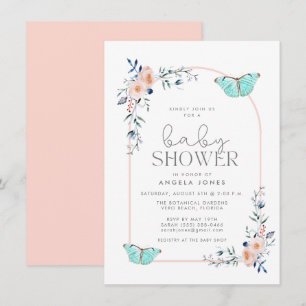Invitation Butterfly Floral Whimsical Girl Baby shower 