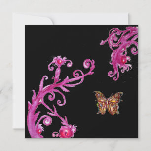 Invitation BUTTERFLY, noir rose vif
