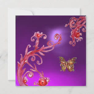 Invitation BUTTERFLY PURPLE AMÉTHYST rouge rose vif