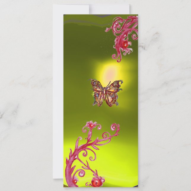 Invitation BUTTERFLY TOPAZ, jaune rouge vif rose violet (Devant)