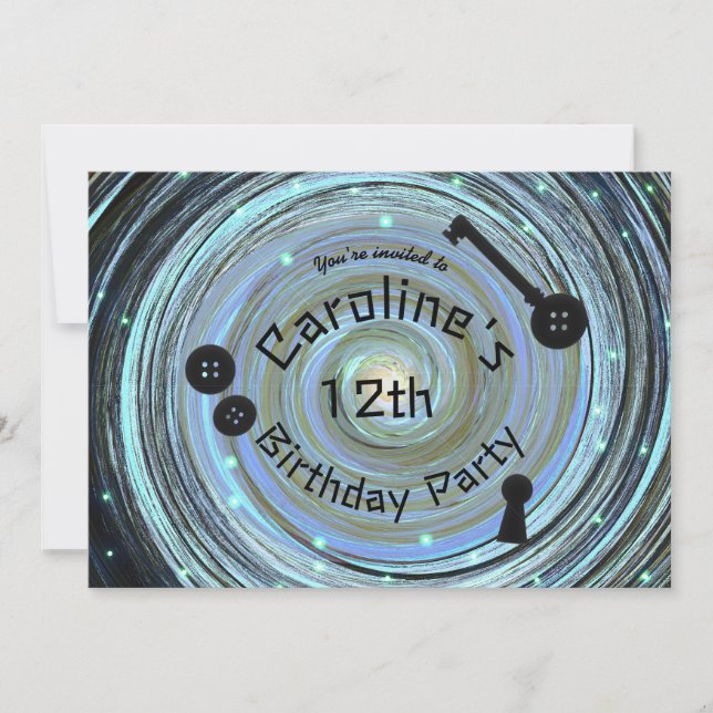 Invitation Button Eyes & Skeleton Key Autre Monde Fête (Devant)