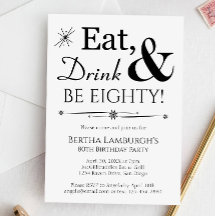 Buvez à manger Soit huit Noir Blanc 80e Anniversai