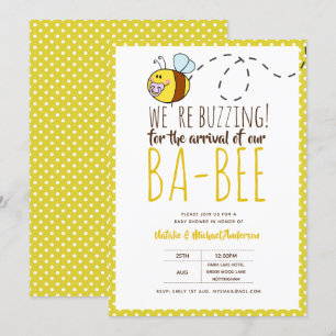 Invitation BUZZING Pour l'ARRIVÉE de BA BEE Baby shower Jaune
