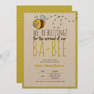 Invitation BUZZING Pour l'ARRIVÉE de BA BEE Baby shower Jaune