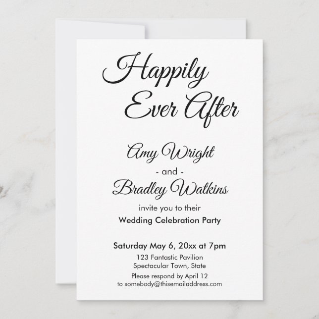 Invitation BW Happy Jamais Après Une Réception Simple Et Élég (Devant)