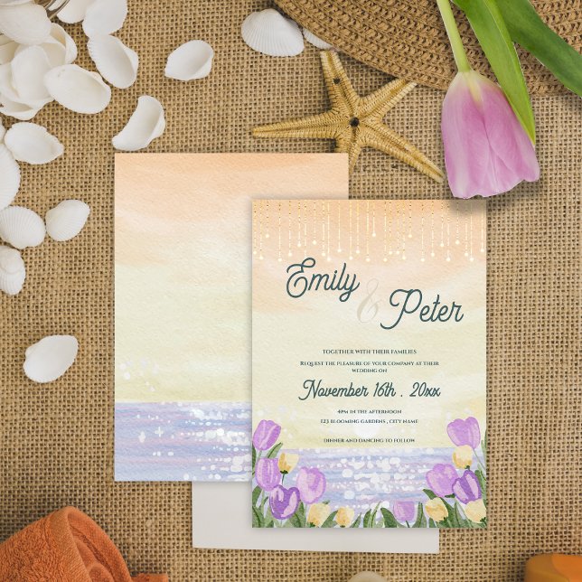 Invitation “By the Sea” Mariage de plage à l'aquarelle (“By the Sea” Watercolor Beach Wedding Invitation)