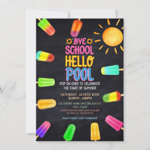 Invitation Bye école bonjour piscine