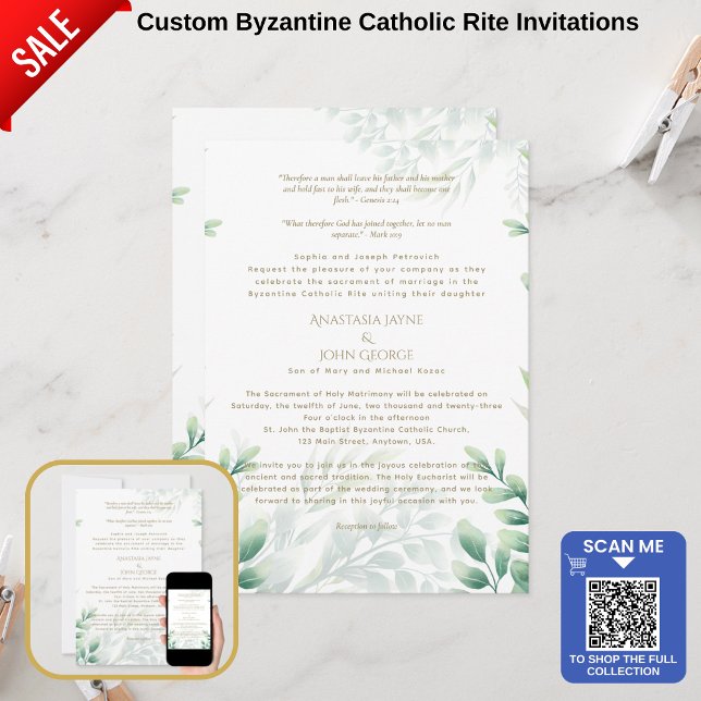 Invitation BYZANTINE traditionnelle Croix Mariage de verdure (Créateur téléchargé)